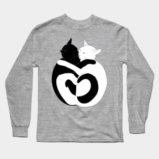 Black and White Hugging Cats Long Sleeve T-Shirt